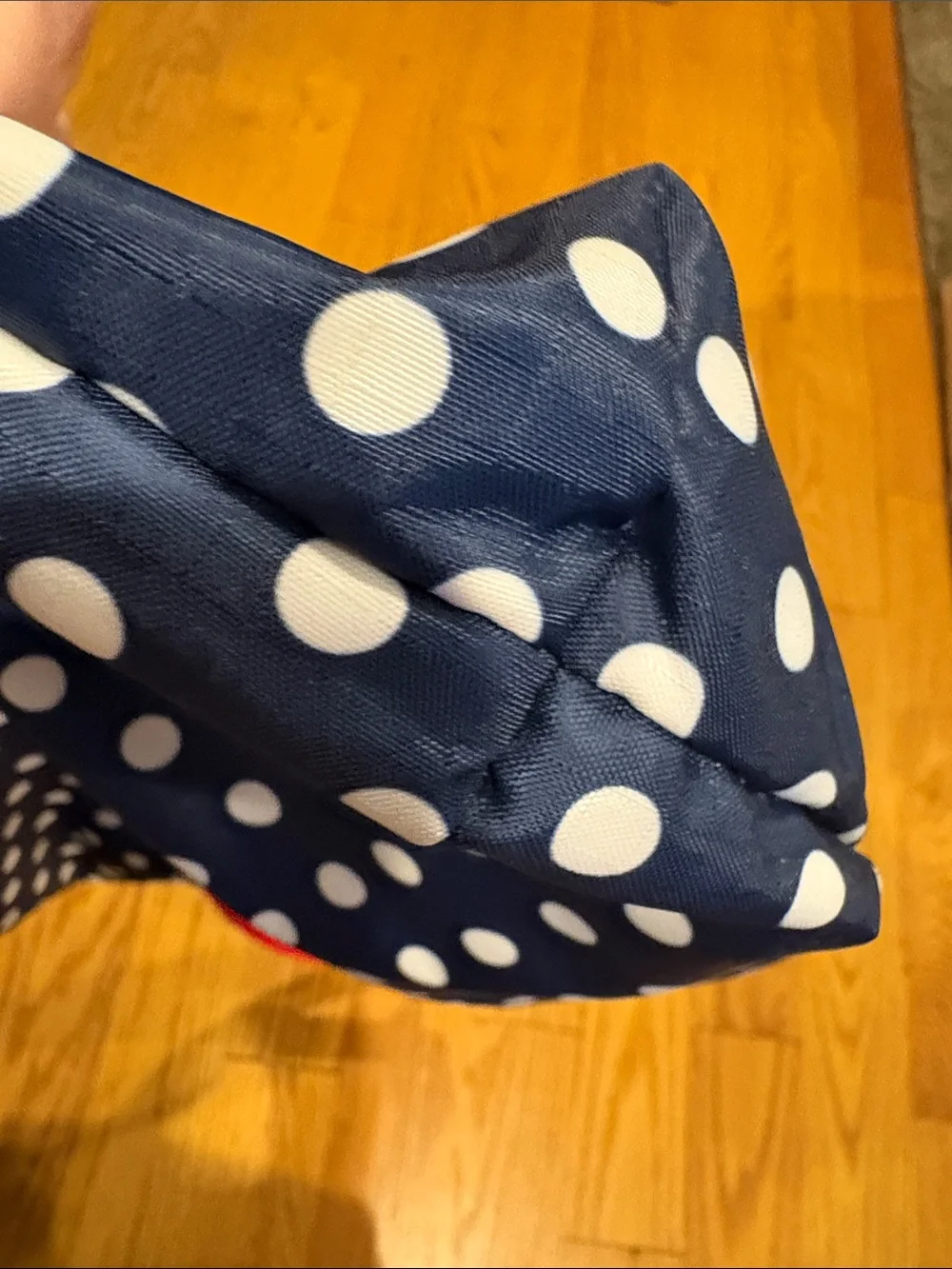 Lesportsac Navy Polka Dot Tote with Gold Sequin Anchor and Red Handles